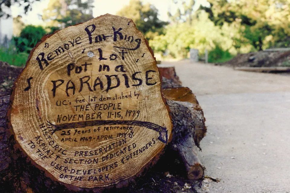 Unofficial monument to 25 years of People's Park, Berkeley, California